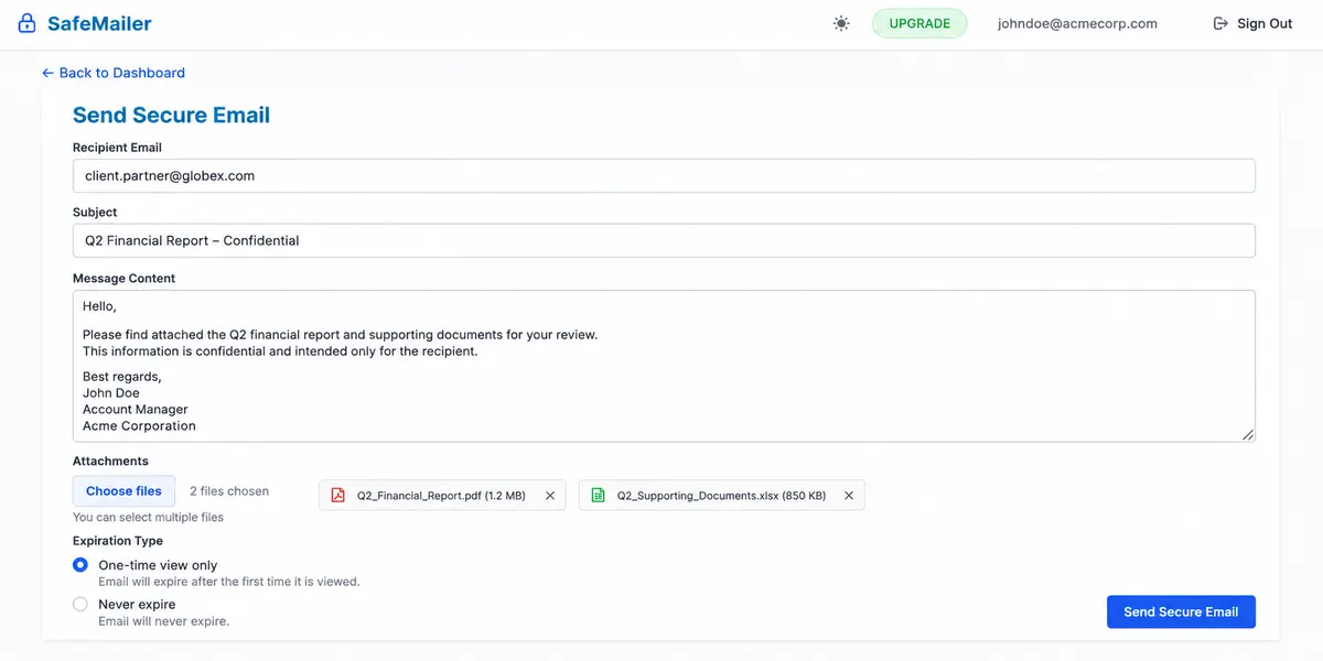 Secure email software with audit trails, data loss prevention, and delivery visibility